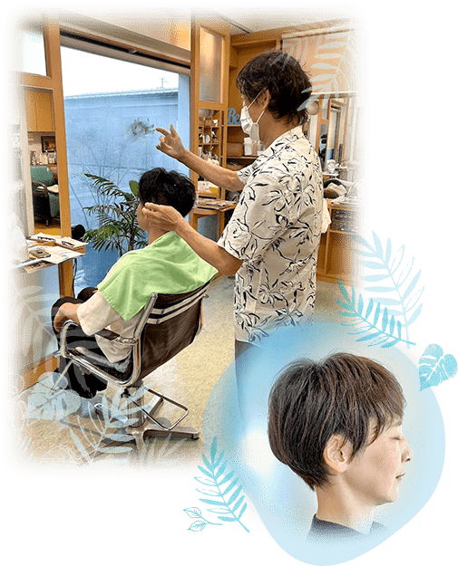 店舗とグレイヘアの画像